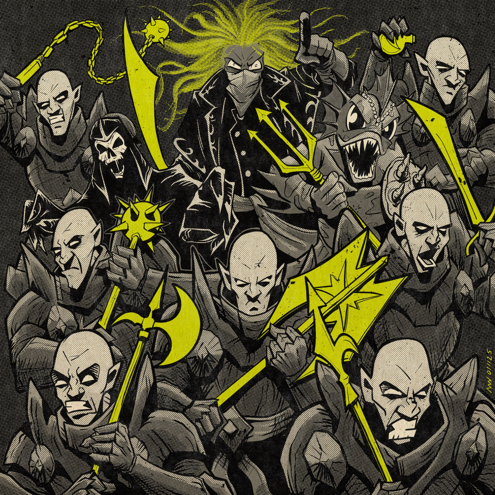 A mob of enemies from the Bloodwind swarms forward.