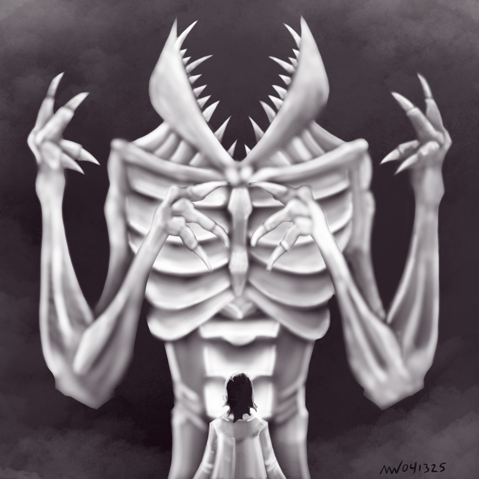 A Gug towers over a humanoid figure.