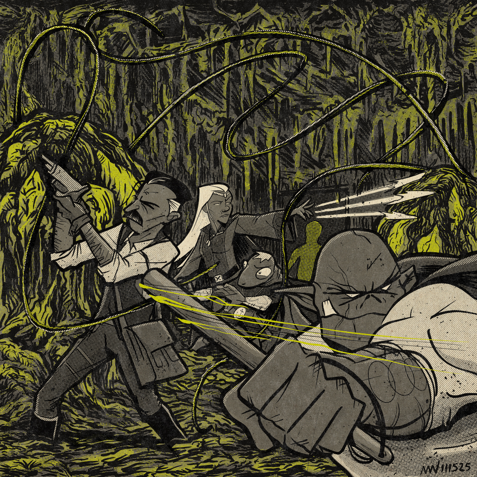 The party does battle in a room filled with crawling fungus.