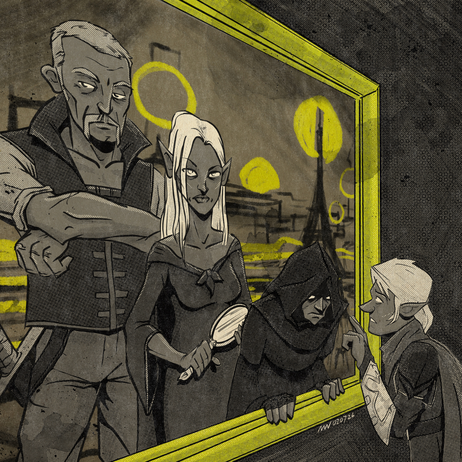 Dabwick stare at a picture of their pals from 11 years earlier, now all much older.