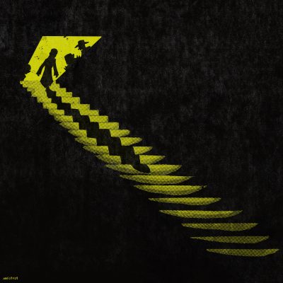 Dora descends a set of stairs into a dark abyss.